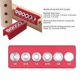 Round Wood Dowel Jig, Aluminum Alloy Drill Guide Block for 1/8in 3/16in 1/4in 5/16in 3/8in 1/2in Holes, Accurate Drilling Tool with Quick Positioning for Woodworking