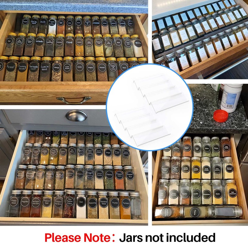 MIUKAA Clear Acrylic Spice Drawer Organizer, 4 Tier- 2 Set