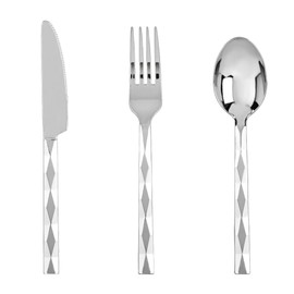 Lullaby 200PCS Silver Plastic Silverware, High End Disposable Cutlery with Square Handle Design Include 100 Forks, 50 Spoons, 50 Knives, Elegant Silverware for Wedding, Party, Gathering and Daily Use