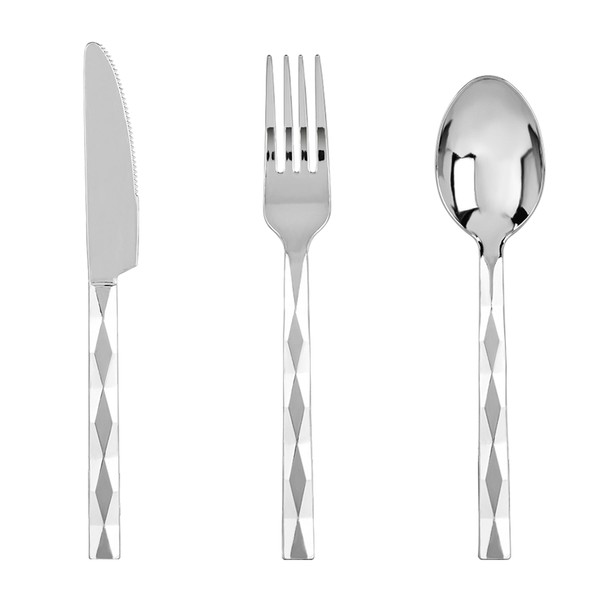 Lullaby 200PCS Silver Plastic Silverware, High End Disposable Cutlery with