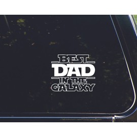 Best Dad in The Galaxy Sticker for Cars Funny Car Vinyl Bumper Sticker Window Decal | White | 4.5" inch