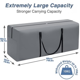 GARPROVM Large Storage Bag, 200 L Cushion Bag for Upholstery Cushions, Cushion Storage, Packaging Bag, Moving Bag, Oxford Fabric, Dustproof, 125 x 32 x 50 cm