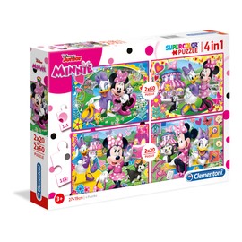 Clementoni 07615 07615-Supercolor Minnie Helpers 2 x 20pc + 2X 60pc Puzzle, Multi-Coloured