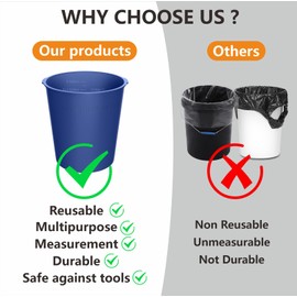 2PCS 5 Gallon Bucket Liner Reusable Rubber Bucket Liners for Concrete Mix and Thinset with Graduated Measurements (Blue 5 Gallon)