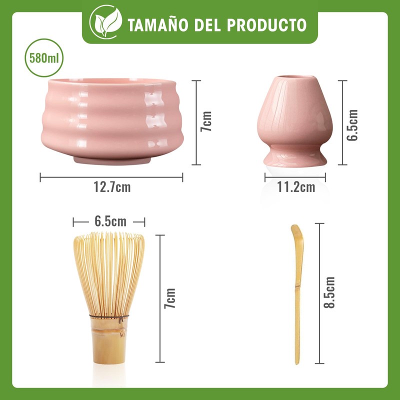 CHEHILL Juego de 5 Batidor de Matcha y Tazón, Kit