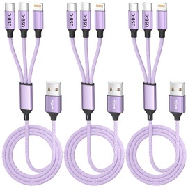 2 USB-C/IP Multi Charging Cable, Charging Cords for Multiple Devices, 3Pack