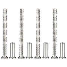 PATIKIL Cabinet Handle Screws M4x50, 4Pcs Break Away Screws Drawer Pull Screw Phillips Drive Flat Countersunk Head Bolts with Sleeve for Door Handle Lever