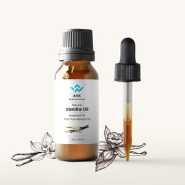 ASK Wholesale Vanilla Pure Essential Oils - 30ml (1 fl oz) - 100% Pure, Aromatherapy, Diffuser, Humidifiers, Therapeutic Grade, Food Grade, Home Baths, Cleaning Products, Yoga, DIY Soaps