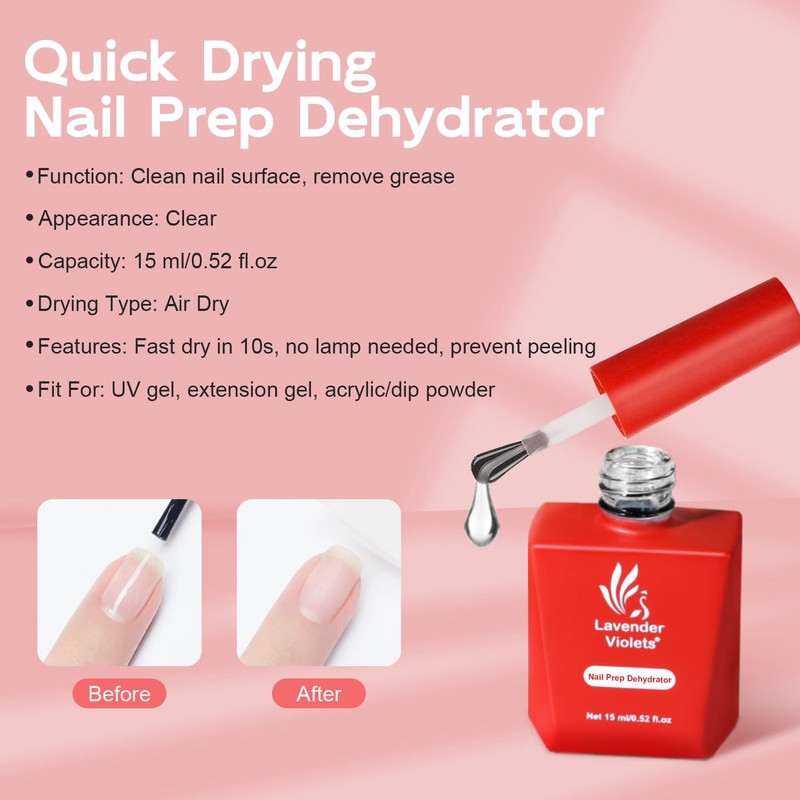 Lavender Violets 15ml Acid Free Professional Nail Dehydrator Prep for