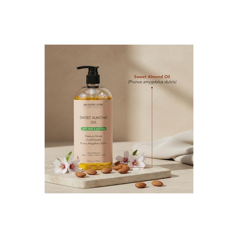 Majestic Pure Sweet Almond Oil, Super Triple A Grade Quality,