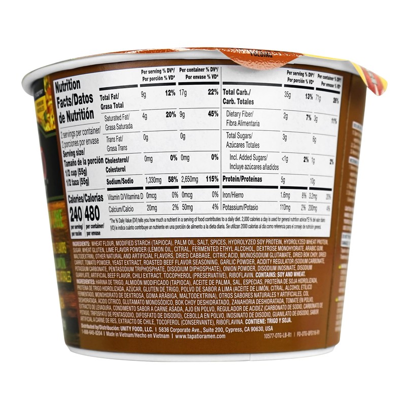 Tapatio Ramen Noodle Soup - Big Bowl - Carne Asada