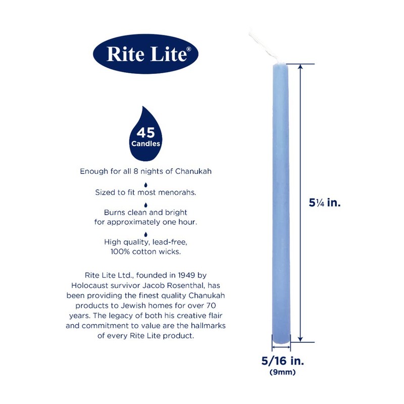 Rite Lite Deluxe Chanukah Candles - Assorted Blue, Light Blue