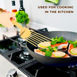 Snailhouse Slotted Spatula, Stainless Steel Metal High Heat Cooking Fish Turner Spatula for Nonstick Cookware Kitchen Use, Gold