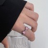xdlhghe Bow Ring for Women Silver Pink Crystal Adjustable Dainty