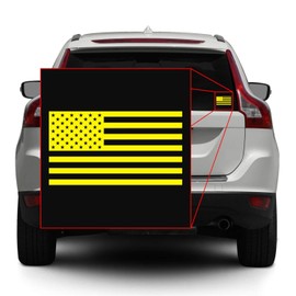 Hill Country Vinyl American US Flag [Pick Color/Size] Vinyl Decal Sticker for Laptop/Car/Truck/Window/Bumper (5in x 2.8in, Matte Yellow)