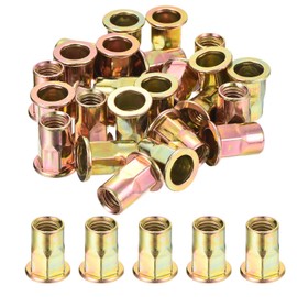 uxcell 25Pcs Half Hex Body Flange Rivet Nut, M8 Flat Head Carbon Steel Thread Insert Nut Zinc Plated