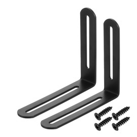 uxcell 2Pcs Adjustable L-Shape Corner Brace with Slot, 6.5 x 4.72 Inch Stainless Steel Slotted Right Angle Corner Bracket with Screws for Wooden Furniture Cabinet, Black