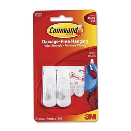 17002 Command Hook with Adhesive Strip - 1 lb (453.6 g) Capacity