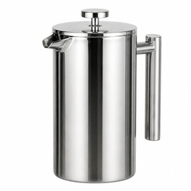 French Press Coffee Maker for Home and Office - Double-Wall Insulated Stainless Steel Pot with Filter Press 350ml