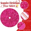 FOTSHARER 36 Inches Christmas Tree Skirt Hot Pink Glitter Sequins