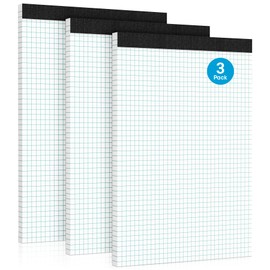 Graph Paper Pads 8.5 x 11 Graph Paper Notebook, 3 Pack 4x4 Quad Grid Paper, 30 Sheets Lined Paper Grid Notebook, Grid Paper Notebook 8.5 x 11 Engineering Paper for Drawing, Designing, Math Sketching