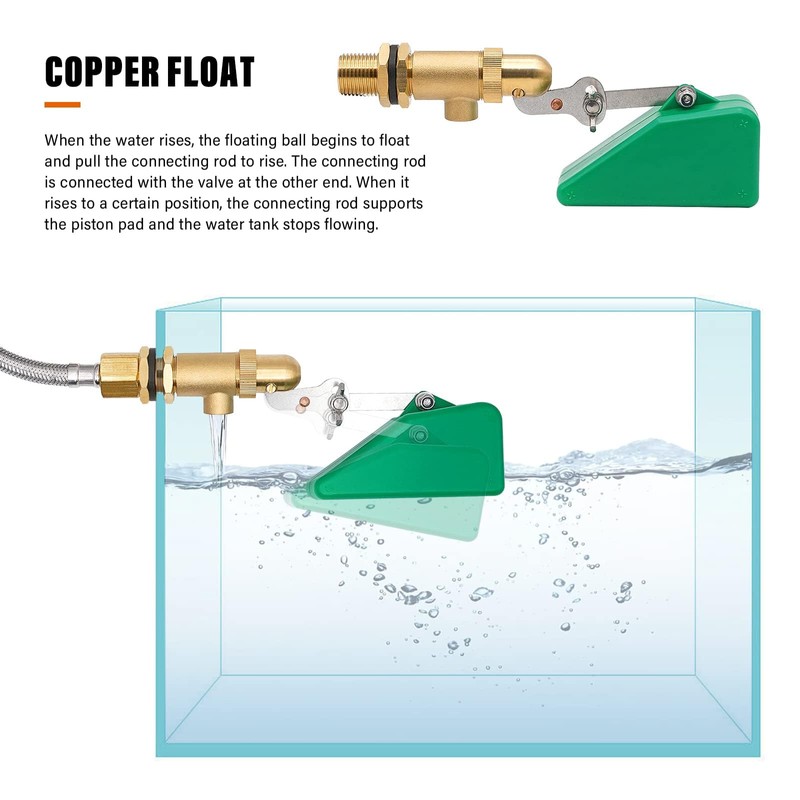 NAOEDEAH 2pcs Brass Float Valve for Water Tank 1/2 Inch