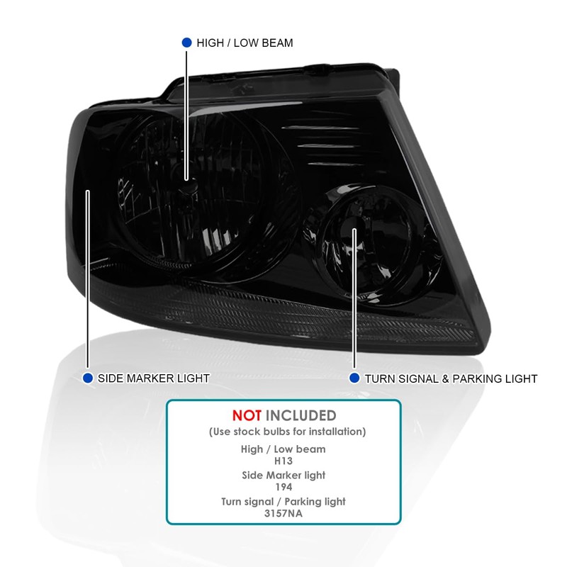 SPEC-D TUNING Smoke Headlights Compatible with 2004-2008 Ford F150 2006-2008