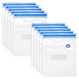 QUARKZMAN Pack of 10 Sous Vide Bags, 8.66 x 6.30 inches, Reusable Vacuum Bags with Air Valve and Labels, Food Storage Bags for Sous Vide Cooking, White