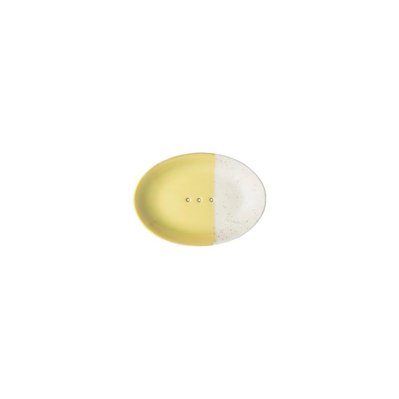 Tranquillo Rustic Oval Ceramic Soap Dish Yellow with Holes for