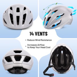 SIFVO Bike Helmet, Road Bike Helmet Adjustable 56-61cm, Lightweight Adult Cycle Helmet for Men and Women Commuting Road Cycling Scooter Helmet