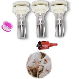 3 PCS Pig Nipple Waterer for Barrel Kit,Automatic Pig Waterer System, Stainless Steel Pig Waterer Drinker Feeder with Water Tank Connectors,for Hog Goat Sows Piglets