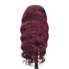 AiPliantfis Body Wave Human Hair Wig Burgundy Echthaar Perücke Damen 4X4 Lace Glueless Wig Wear and Go 1B99J Pre Plucked 150% Density Unprocessed Brazilian Remy Hair 30 Zoll