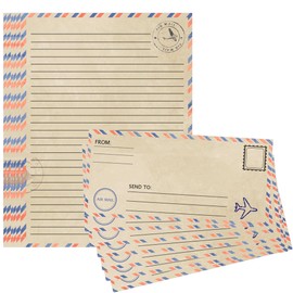 Vintage Airmail Stationery Paper and Envelopes Set 80 Pack Travel Map Letter Paper Writing Paper for Invitations Love Letters Christmas Letter 8.5 x 11 Inch