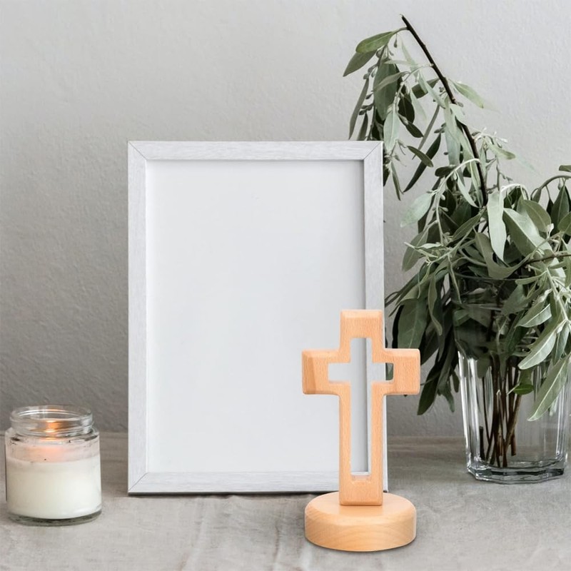 Tiardey Wooden Cross with Base, Wooden Cross for Standing, Cross