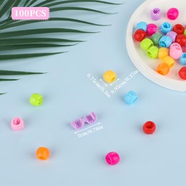 Giantree Pack of 100 Colourful Hair Beads Clips, Mini Hair Clips, Colourful Plastic Hair Clips, Hair Accessories, Children's Beads for Hair for Ponytail Braid
