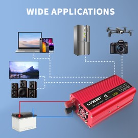 IpowerBingo Power Inverter 700W/1500W (Peak) Dual AC Outlets and USB Charging Port DC 12V to 110V AC Car Converter Inverter for Home Car RV Truck Camping