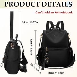 Leathario Women's Small Backpack, Anti-Theft, Backpack for Girls and Women, City Backpack Modern Elegant for School, Work, Travel, Black, Large Capacity, Black 88-1, Backpack