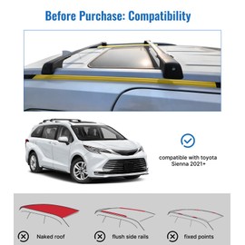 SNIXWOO Fits Toyota Sienna 2021-2025, Upgrade 260 LBS Lockable Roof Racks Cross Bars, Heavy Duty All Aluminum Rooftop Accessories
