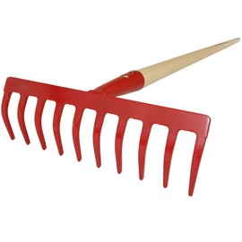 Garden Rake with 10 Prongs, 150 cm Long Aspen Wood Handle, Perfect for Lawns and Gardens SHW-FIRE