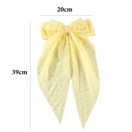 1 Pcs Hair Bows for Women,Yellow Hair Bow,Long Tail Silky Satin Big Clips Barrettes,Large Barrette Clips for Women & Girls,Suitable for Women and Girls Yellow Tulle