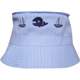 TeddyT's Baby Boy's Stripy Blue Nautical Bucket Summer Sun Hat (12-18 Months (50cm))