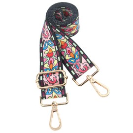 chushui Replacement Purse Strap,Wide Adjustable Crossbody Straps for Handbags, Purple Flowers, 1.5 inch