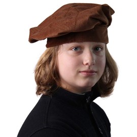 Making Believe Renaissance Beret Hat - Brown - Costume Accessory - Peasant Style - Adult 23-24" Circumference
