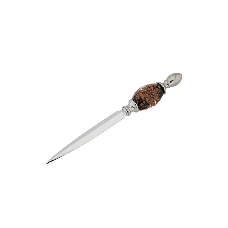 GlassOfVenice Murano Glass Letter Opener - Black Sparkles