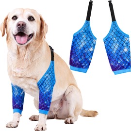 Sharkwill Dog Elbow Wraps Knee Protector Pads Elbow Callus Treatment Sleeve for Wounds Front Legs Prevent Licking for Medium Large Dogs XL, Mermaid