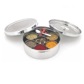 Shradha Trading Stainless Steel Masala Box,Stainless Steel Spice Box, Stainless Steel Masala Dabba, Stainless Steel Spice Container, Indian Spice Box, Kitchen Spice Box, Spice Box for Chefs