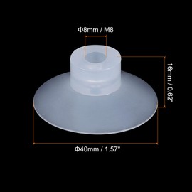 uxcell Bellows Suction Cup 40mm Diameter x M8 Joint Silicone Pneumatic Vacuum Suction Cups 6pcs