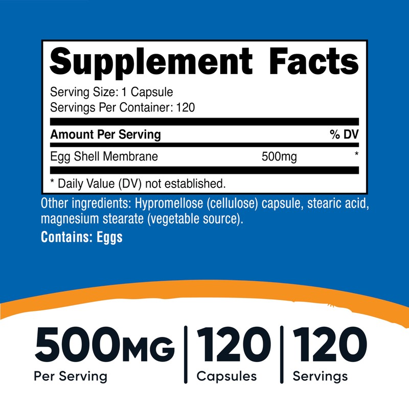 Nutricost Egg Shell Membrane, 500 MG Per Serving, 120 Capsules