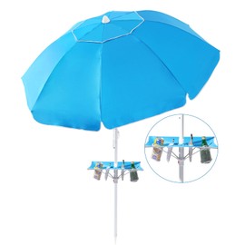 coclothy Beach Umbrella - 6.56FT Arc Length, 5.9FT Diameter Portable Beach Umbrellas for Sand Heavy Duty Wind with Air Vents, Adjustable Tilting Pole with 8 Ribs UV 50+ and Carry Bag