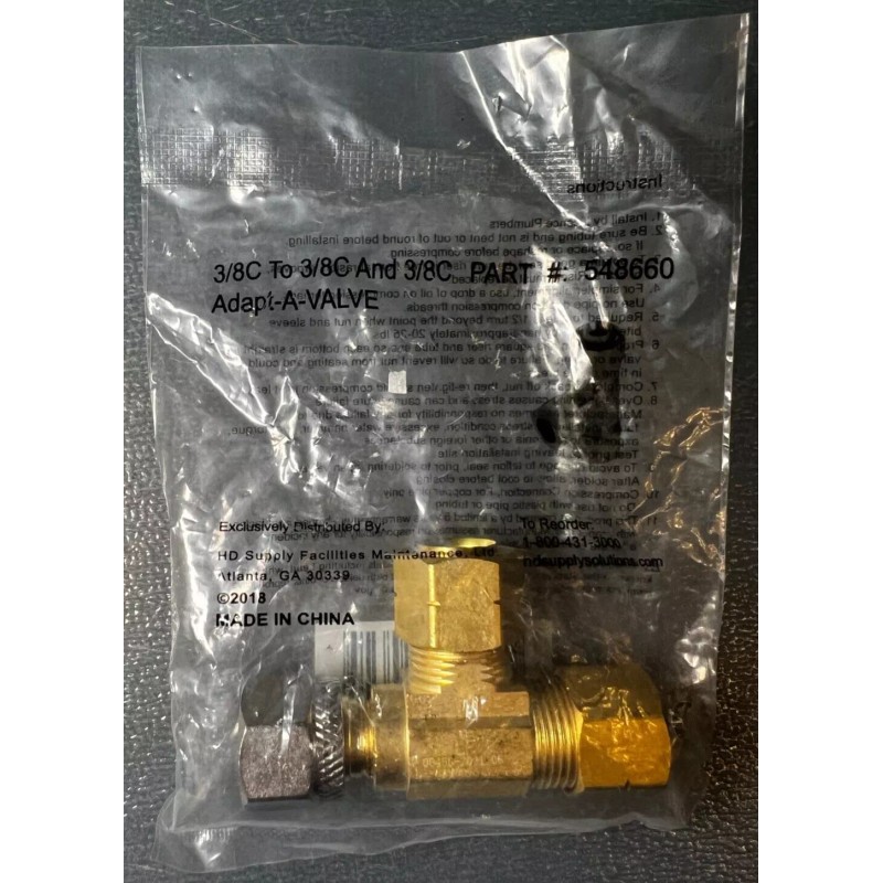 Watts Adapt-A-Valve 3/8" x 3/8" x 3/8" Compression Brass Union